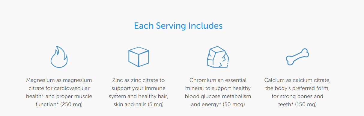  SmartyPants Vitamins copy for  Adult Mineral Complete  tells you exactly how it’s ingredients will help you. 