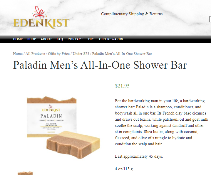 Edenkist Shower Bar Product Description CPG Skin Care Copywriter Portfolio.PNG